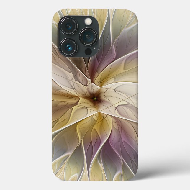 Floral Fantasy Dourada Eggplant Abstrato Art Fract (Verso)