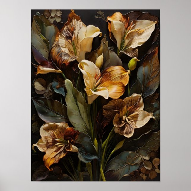 Floral Fantasy - flores poster de arte digital (Frente)