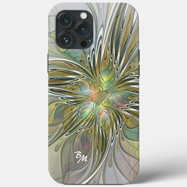 Floral Fantasy Fractal Fllower Com Iniciais Dourad (Verso)