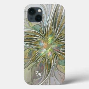Floral Fantasy Fractal Fllower Com Iniciais Dourad