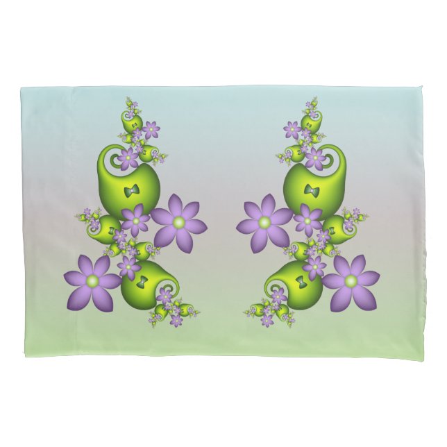 Floral Fantasy Lilac Flores Verde Formas Fractais (Frente)