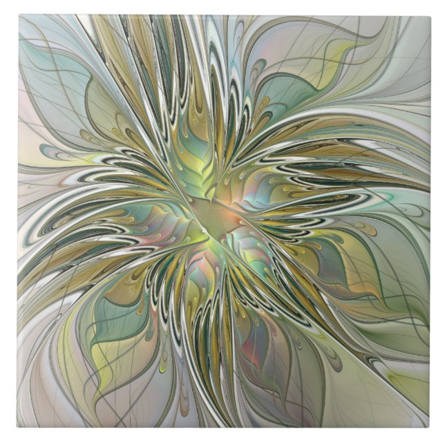 Floral Fantasy Moderna Arte Fractal Flor Com Doura (Frente)