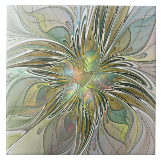 Floral Fantasy Moderna Arte Fractal Flor Com Doura (Frente)