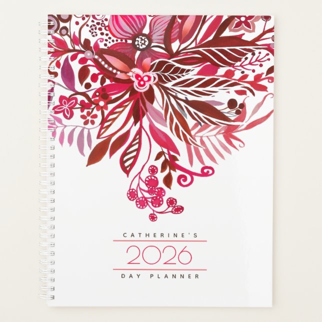 Floral Fantasy Red Daily Agenda 2026 (Frente)