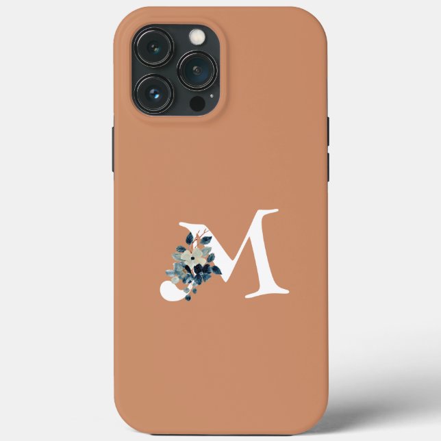 Floral feminino com grande inicial rosa elegante m (Verso)