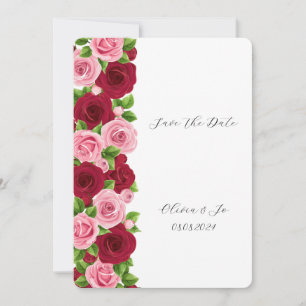 floral fino vermelho e rosa salve o cartão de data