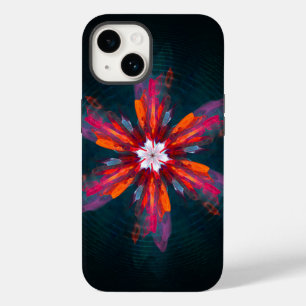 Floral Flores de Mandala Laranja Vermelho Abstrato