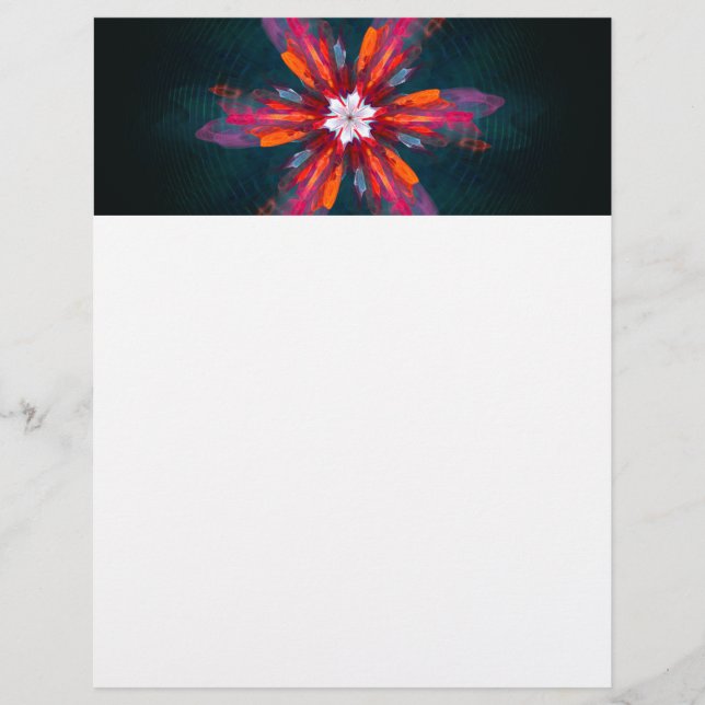 Floral Flores de Mandala Laranja Vermelho Abstrato (Frente)