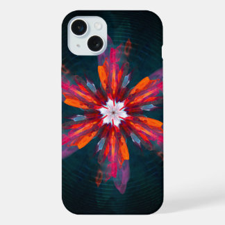 Floral Flores de Mandala Laranja Vermelho Abstrato