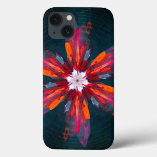 Floral Flores de Mandala Laranja Vermelho Abstrato