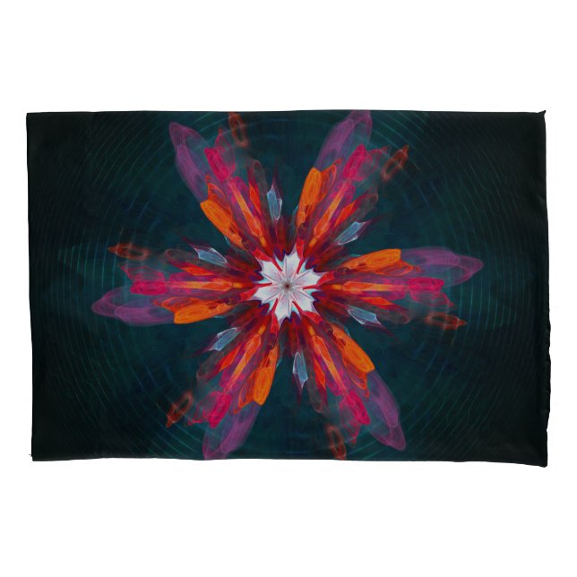 Floral Flores de Mandala Laranja Vermelho Abstrato (Frente)