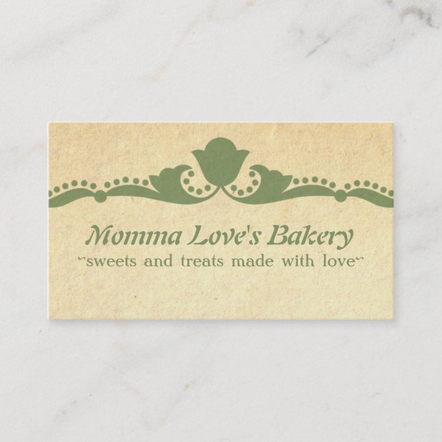 Floral Flourish Cartão de visita, Verde (Frente)