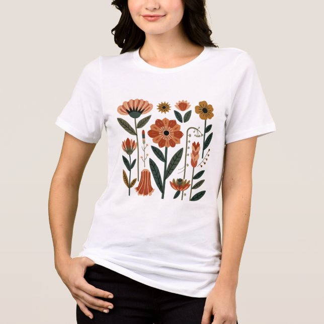 Floral Flower T-Shirt | Cute Garden Inspired Graph (Frente)