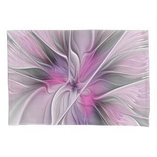 Floral Fractal Moderno Abstrato Flor Rosa Cinza