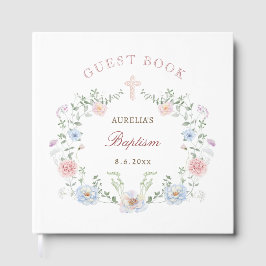 Floral Frame Baptism — Livro de Convidados