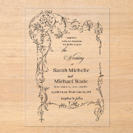 Floral Frame Calligraphy Acryli Wedding Invitation