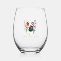 Floral French Buldog French Wine For Me Engraçado