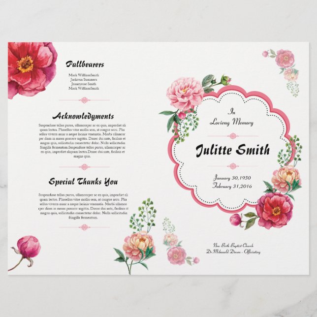 Floral Funeral Program Flyer (Frente)
