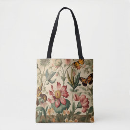 Floral Garden & Butterfly Tote Bag