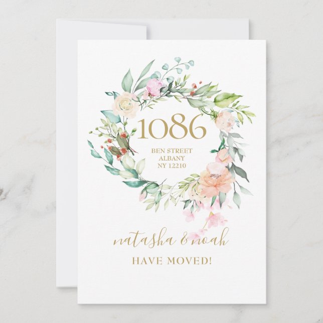 Floral Garland Novo Anúncio de Endereço Doméstico (Frente)