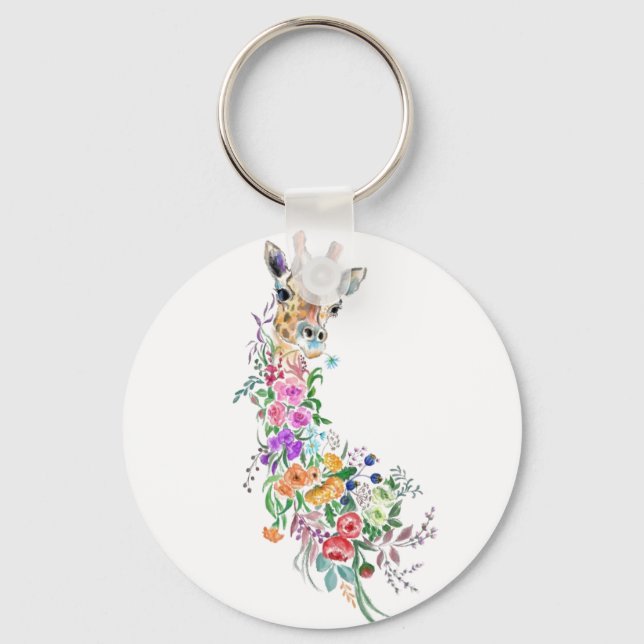 Floral Giraffe Chaveiro (Frente)