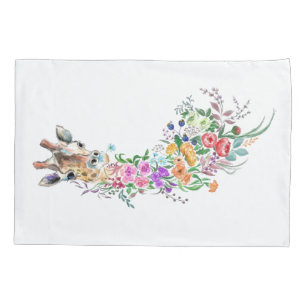 Floral Giraffe Travesseiro Case