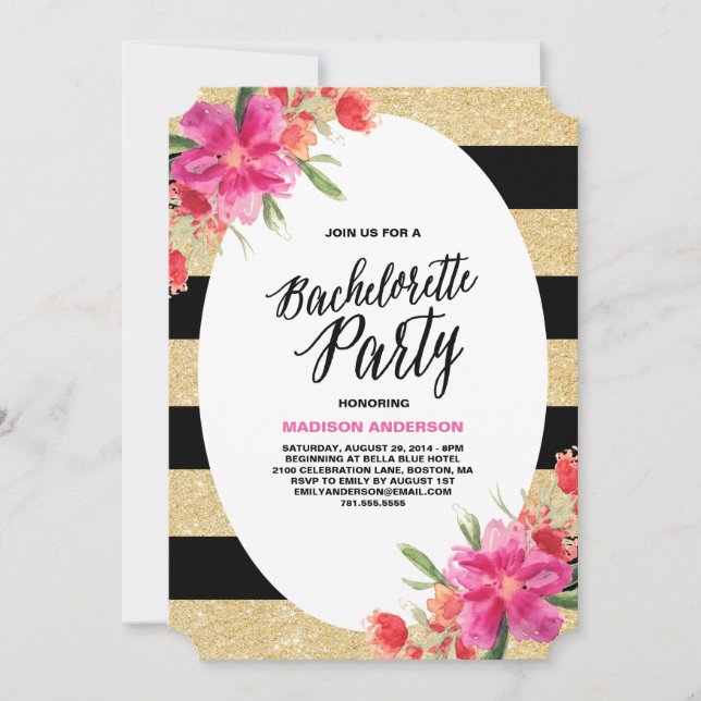 Floral Glam | Convite de Festa de Despedida de Sol (Frente)