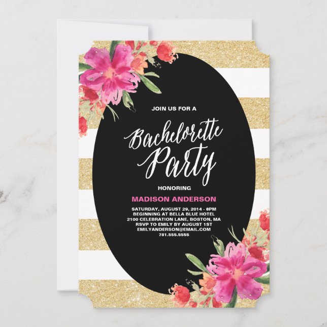 Floral Glam | Convite de Festa de Despedida de Sol (Frente)