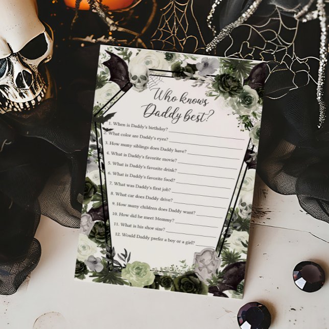 Floral Gothic que conhece o melhor jogo do Pai (Floral Gothic Coffin Baby Shower Who knows Daddy Best Game)