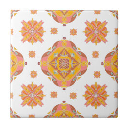 Floral Grid Ceramic Tile