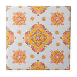 Floral Grid Ceramic Tile