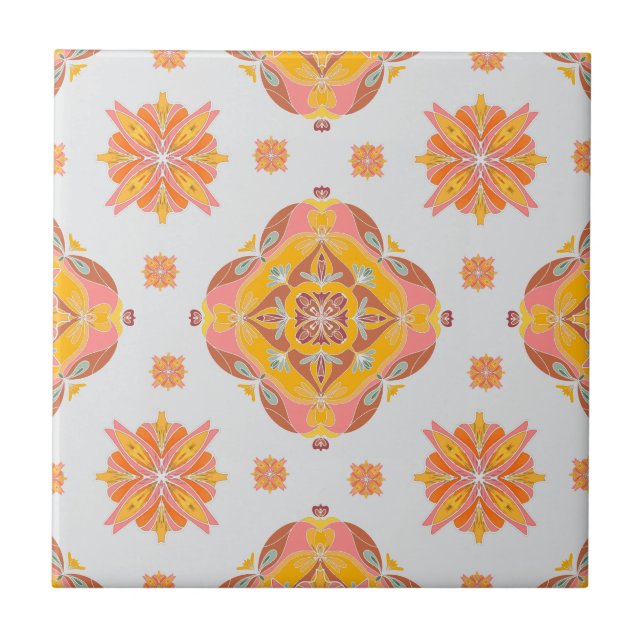 Floral Grid Ceramic Tile (Frente)