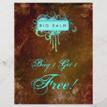 Floral Grunge Flyer Salon Spa Blue Brown