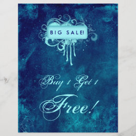 Floral Grunge Flyer Salon Spa Blue Denim