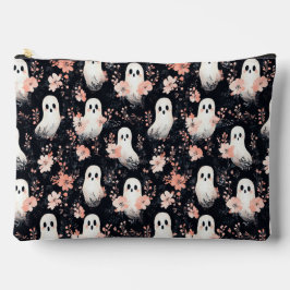 Floral Halloween Ghost Makeup Bag