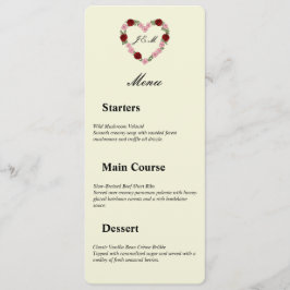 Floral Heart Cream Wedding Menu