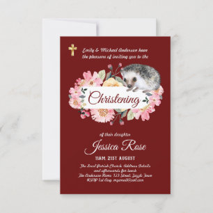 Floral Hedgehog Christening Convida Baptism