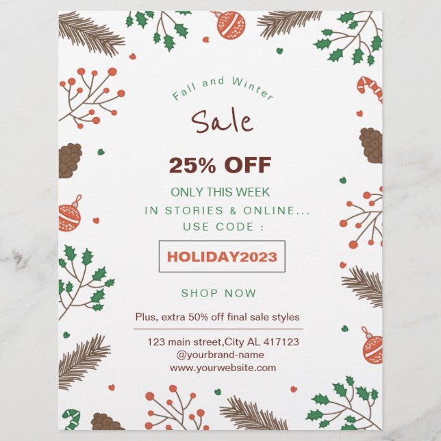 floral holiday sale promotion  flyer (Frente)