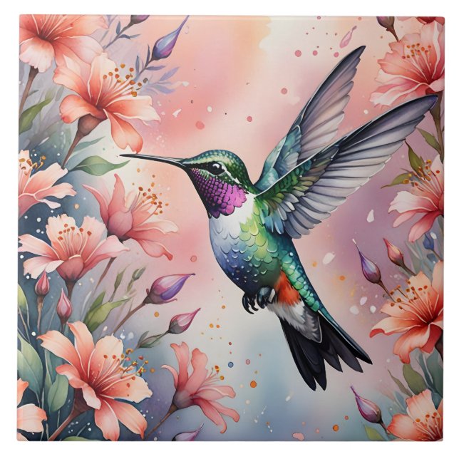 floral hummingbird tile (Frente)