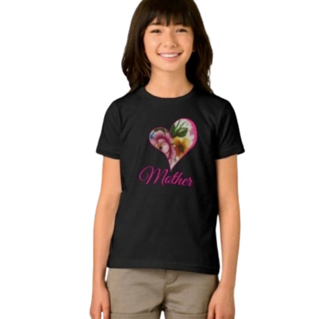Floral Inspirado em Porcelana (Cute and comfy kids’ tee for Mother’s Day—perfect for celebrating Mom with big smiles.
)