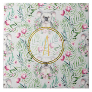 Floral KOALA BEAR Monograma Raparigas Quarto
