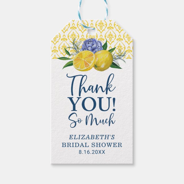 Floral Lemon Chá de panela Obrigado Etiqueta De Pr (Frente)