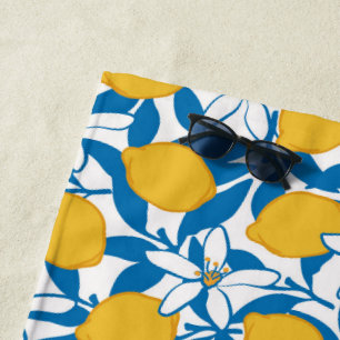 Floral Lemon Sketch Drawn - Toalha de Praia