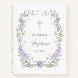 Floral Lilac Lavanda Frame Baptism Guest Book
