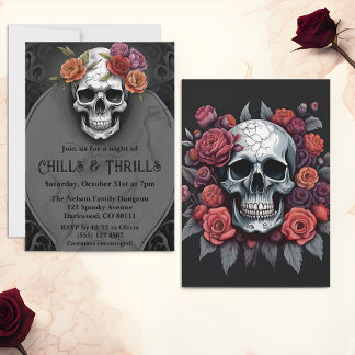 Floral Macabre Skull Halloween - Convites para fes
