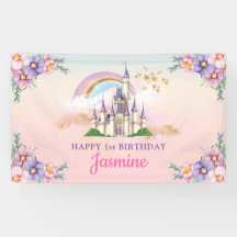 Floral Magical Princess Castle Backdrop / Banner