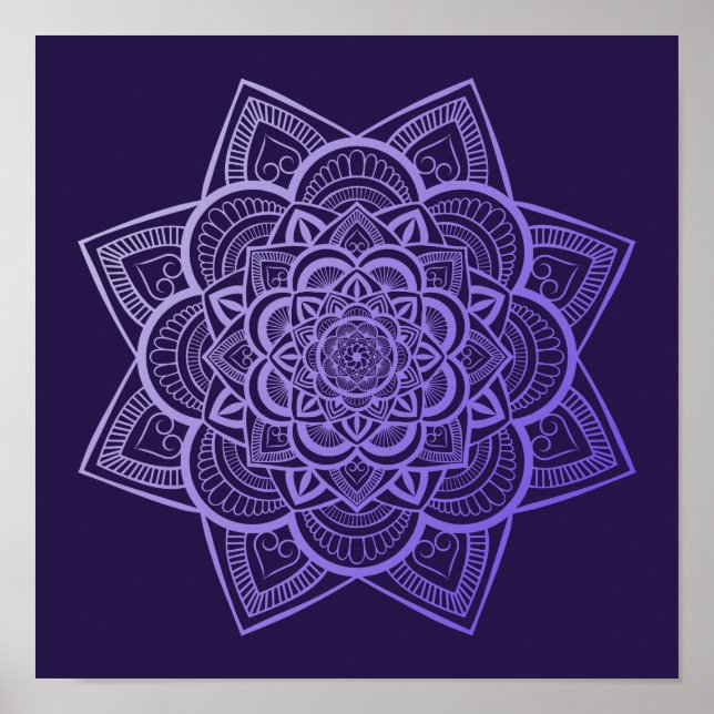 Floral Mandala Lavanda Gradação Roxo Impressão (Frente)