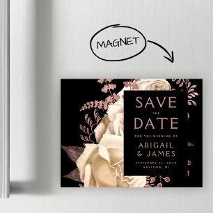 Floral Marfim Rosa Dourado Escuro Magnético Save t