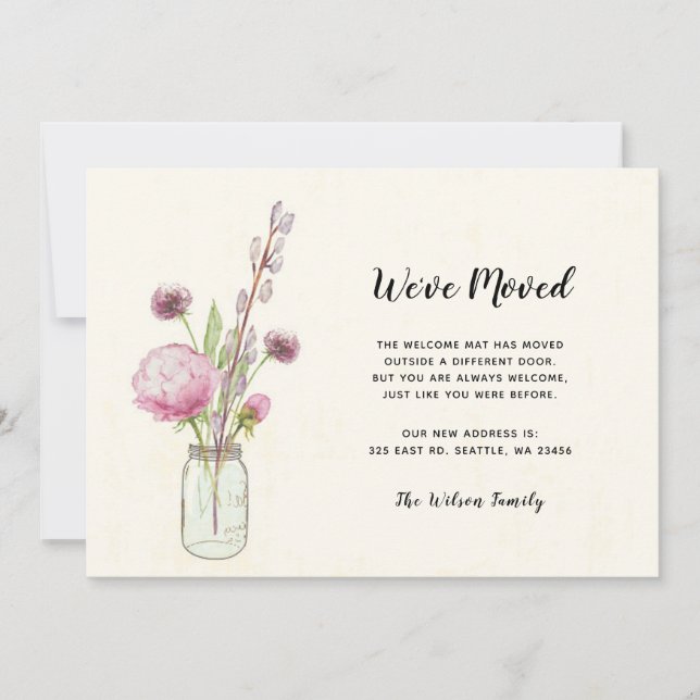 Floral Mason Jar, Mudamos O Novo Endereço (Frente)