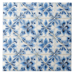 Floral Mediterrâneo Azul Vintage